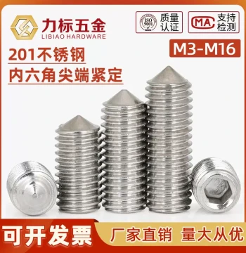 201 Stainless Steel Hex Socket Set Screw Pointed Tip Machine Screw M3 M4 M5 M6 M8 M10 M12 M16