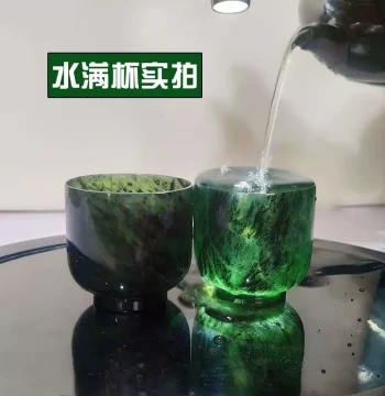 Jiuquan Luminous Cup Qilian Black Jade Coffee Cup Tea Cup Wine Cup Gansu Chengxin Mandarin Duck Jade Tea Set Direct Sales Genuine Packaging