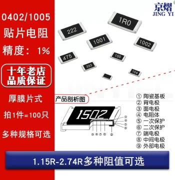 0402 SMD Resistor 1%: 1.15R 1.33R 1.65R 2.1R 2.26R 2.37R 2.74R