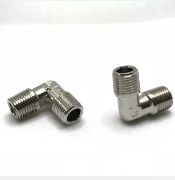90-Degree Elbow Fitting with Right-Angle External PT1/8 Thread, Double External Threads R1/4 G1/2, Thickened Full Brass Nickel-Plated