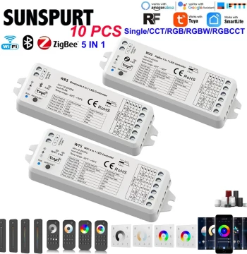 LED Tuya Zigbee Smart Controller RGBCW 7-Color Light Strip Voice WiFi Dual Color Temperature Dimmer