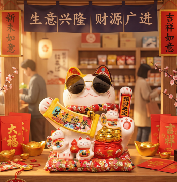 Lucky Cat Ornament Shop Opening Front Desk Waving Hand Ceramic Large Creative Shop Decoration Cashier Counter Gift