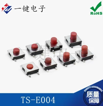 TS-E004 High-Temperature 6*6 4-Pin SMD Red-Head Tactile Switch - 6.2*6.2*2.5/3.1/3.4