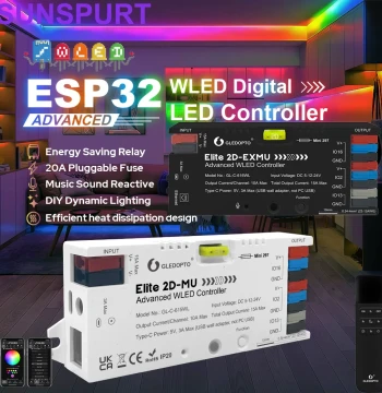 GLEDOPTO Major New Release Elite Series with Ethernet Interface ESP32 WLED Controller New Enclosure