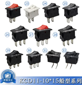 KCD11 Mini Rocker Switch 2-Pin 2-Position 3-Pin 3-Position 10*15 Power Switch Long Pin 3A Red Cap Sloped Lever