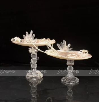 WU Wuxiwu Handmade Natural Shell Candle Holder Ornament for Bedside Table Vanity Desktop Jewelry Storage Display Piece