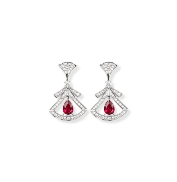 [Celebrity Yang Zi Same Style] Authentic Natural Colored Gemstone Ruby Pendant, Earrings, and Ring Set for Gifting