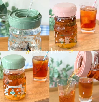 Purchased in Japan: Karel Capek Yamada Utako Cute Printed Glass Cold Brew Bottle, Large Capacity Tea Infuser
