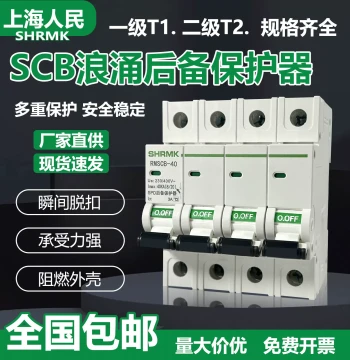 Shanghai Renmin SCB Surge Backup Protector SPD Class I T1 Surge 4P 2P Switch Class II T2 Lightning Backup