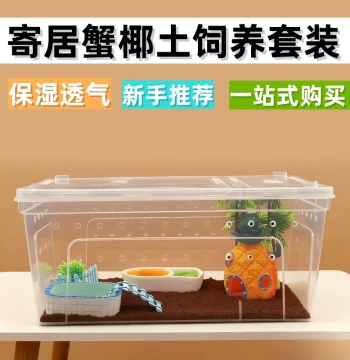 Hermit Crab Terrarium Kit, Complete Habitat Set with Sand and Accessories for Beginners