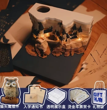 Harry Potter Creative Paper Sculpture Calendar - Cultural Gift & Desktop Decor - 3D Stereo Sticky Note Gift