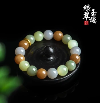 Lv Cui Yu Lou Natural Hetian Jade Multi-Gem Bracelet Beaded Chain Jewelry Accessory 1008