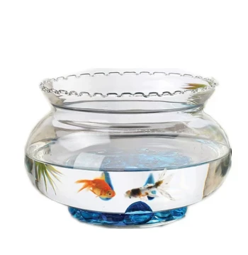 Creative Transparent Glass Fish Tank Hydroponic Vessel Ruffled Edge Goldfish Specialty Tank Office Desk Eco-Landscape Hydroponic Pothos