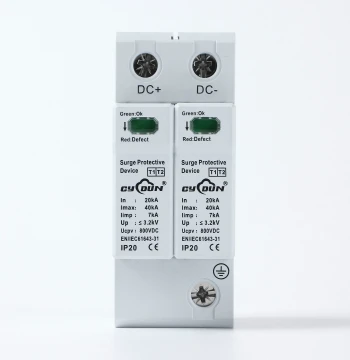 DC Photovoltaic Lightning Surge Protector DC800v T1+T2 Class 20-40ka Lightning Arrester 2P