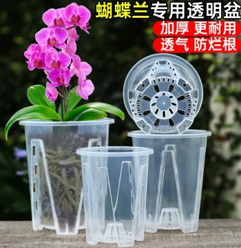 Sphagnum Moss Specialized Flower Pot for Phalaenopsis Orchids, Transparent Qingshan Root-Control Pot, Thickened Large Size Breathable Orchid Plastic Flower Pot for Home Use