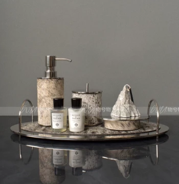 WU Object & Object Horsehair Tray Bathroom Set Light Luxury Italian Style Showroom Bathroom Countertop Decorative Ornaments Soft Furnishing