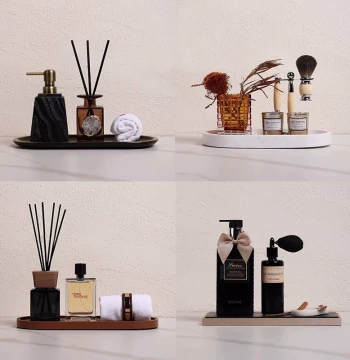 Nordic Light Luxury Style Model Room Bathroom Ornament Set Collection Bathroom Decorative Dispenser Bottles Aromatherapy Combination