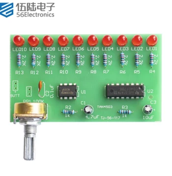 10-Channel NE555+CD4017 Chaser Light Soldering Circuit Board DIY Components, Electronic Production Kit TJ-56-117