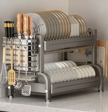 Dish Rack Kitchen Storage Rack Organizer Drainage Multi-Function Countertop Household Dish Chopstick Cutting Board Storage Cabinet