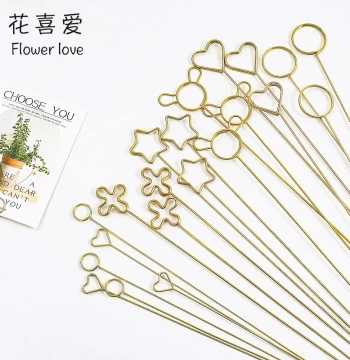 Hua Xi Ai Ins Style Metal Flower Pick Greeting Card Blessing Card Fork Korean Style Metal Card Clip Florist Bouquet Materials