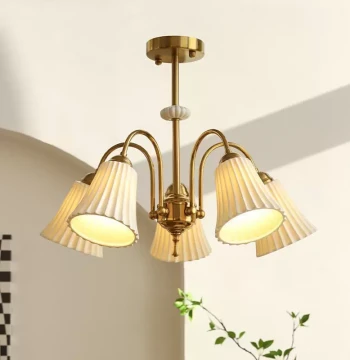French Retro White Ceramic Chandelier American Wrought Iron Master Bedroom Light Dining Room Living Room Design Study Glass Fixture