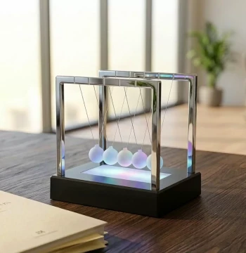 Creative Luminous Newton's Cradle Desktop Ornament - Novel Stainless Steel Perpetual Motion Newton's Balls Craft Gift