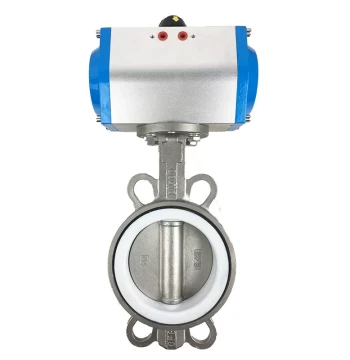 D671F-16P Wafer Pneumatic Butterfly Valve 304 Stainless Steel PTFE dn50 65 100 150 200 80 Valve