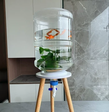 Mineral Water Bucket Fish Tank Creative Transparent Aquarium Modification 18.9L Pure Water Bucket Fish Breeding Bottom Drain Eco-Tank
