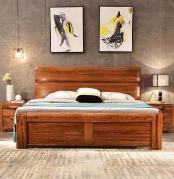 Ebony Wood Solid Wood Bed 1.8 Meter Double Bed Bedroom Home Modern Chinese Style Wedding Bed Simple Master Bedroom 1.5 Meter Bed