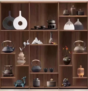 New Chinese Style Tea Room Tea Rack Curio Shelf Decoration Home Zen Retro Vintage Teapot Tea Canister Teacup Tea Set