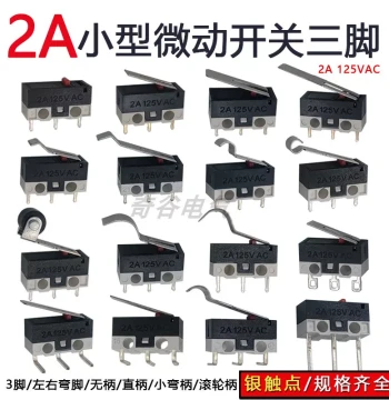 KW10 Series Miniature Mouse Micro Switch, 3-Pin SPDT, Travel Limit Button with Silver Contacts, 2A