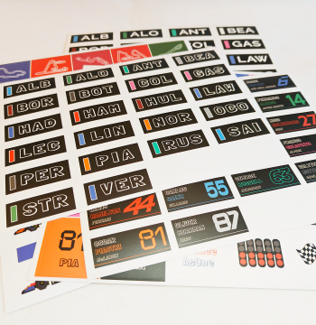 [New Arrival] Adhesive Stickers 2026 Season F1 Teams Drivers Car Numbers Track Coated Paper Matte Stickers