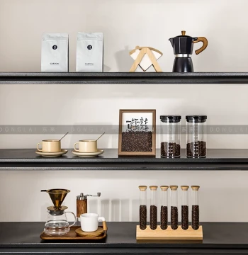Model Room Coffee Theme Decorative Ornaments Designer Kitchen Soft Furnishing Bar Display Shelf Layer Rack Coffee Canister Set