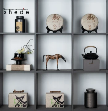 Model Room Tea Room Curio Shelf Tea Box Tea Bag Tea Cake Decorative Ornaments New Chinese Style Tea Canister Tea Cabinet Soft Furnishing Display