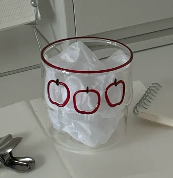 Super Cute Unique Apple Glass Cup for Girls High-Aesthetic Milk Coffee Cup Home Beautiful Drinking Cup Absolutely Stunning