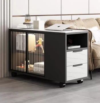 Fls Sofa Side Cabinet, Tempered Glass Coffee Table, Compact Living Room Home Simple Modern Corner Table