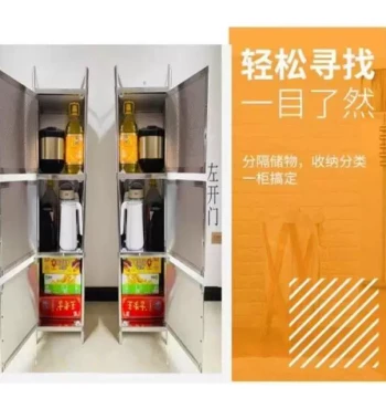 Stainless Steel Cupboard Storage Cabinet for Tableware, Home Raised Kitchen Cabinet Shelf, Simple Small Cupboard for Rental Housing, New Arrival