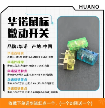Genuine HUANO Blue Shell Blue Transparent Pink Dot White Dot Mouse Micro Switch Buttons for Logitech Razer Grapefruit Yellow