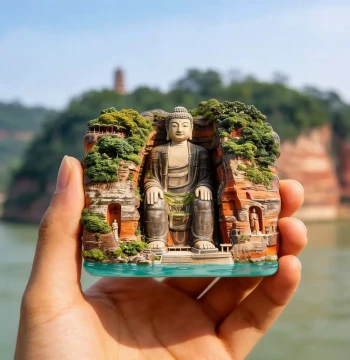 Sichuan Leshan Giant Buddha Resin 3D Relief Magnetic Fridge Magnet - Cultural Tourism Souvenir Gift