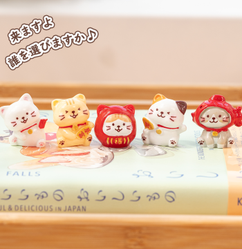 [Lucky Cat Ornament] HAPiNS Cute Plush Toy for Car Center Console, Adorable Desktop Resin Figure