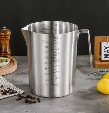 304 Stainless Steel Large Capacity Measuring Cup for Baking and Bubble Tea Shops, Commercial Kitchen Graduated Metric Cup 5000ml