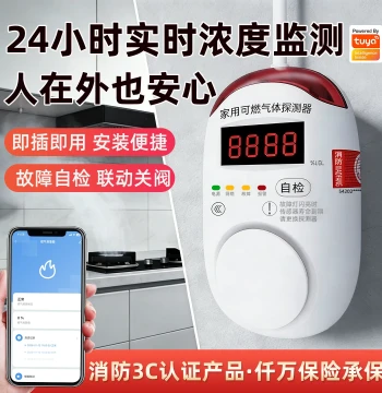 Tuya WiFi Smart Gas Alarm for Home, Combustible Gas Detector for Natural Gas Leak Alert