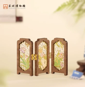 Suzhou Museum Folding Screen Ornament Refrigerator Magnet - Classical Scenic Souvenir and Cultural Creative Gift