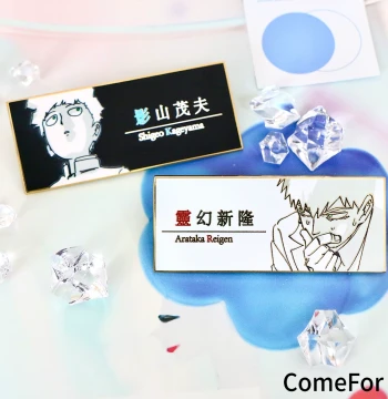 ComeFor Mob Psycho 100 Official Shigeo Kageyama Arataka Reigen Metal Square Brooch Washing Sponge