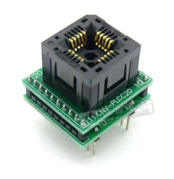 PLCC20 to DIP20 Programming Socket Test Socket IC120-0204-205 with Board, Pin Pitch 1.27mm