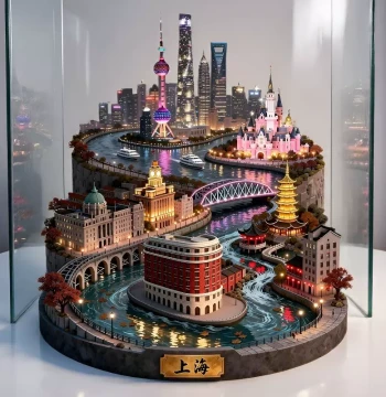 Shanghai Metal Relief 3D Refrigerator Magnet The Bund Lujiazui Night View Cultural Tourism Souvenir Decorative Item