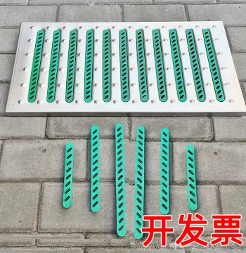 Stainless Steel Trench Cover with Green-Striped Rodent-Proof Insert for Kitchen