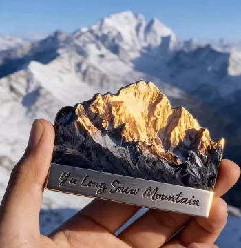 Jade Dragon Snow Mountain Cultural Creative Fridge Magnet Golden Sunrise Viewpoint Heavy-Duty Hiking Souvenir Collectible Gift