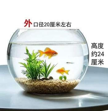 Office Small Fish Tank Thickened Transparent Glass Turtle Tank Living Room Home Desktop Round Scening Small Goldfish Tank