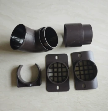 Plastic Accessories Coffee Brown 50mm Elbow Downspout Connector Straight Coupling Pipe Clamp